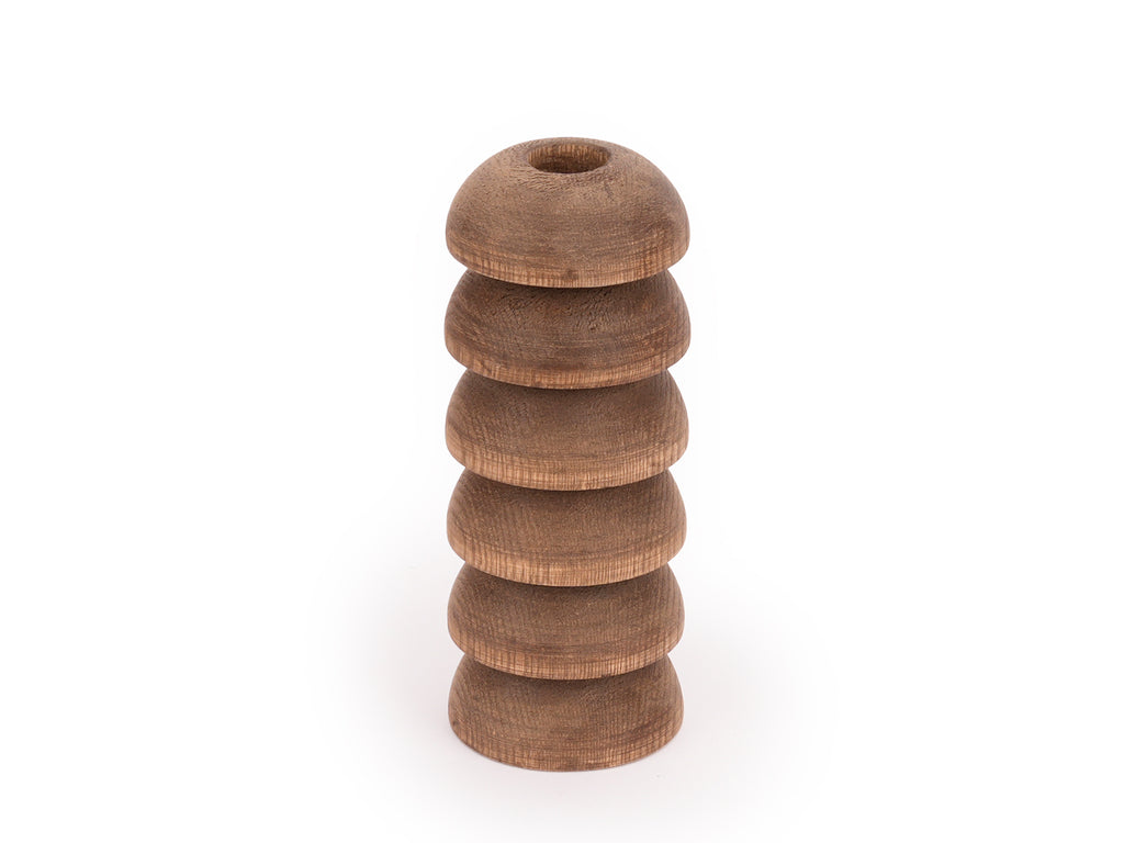 Woodhors Stacked Ring candle holder in dark finish