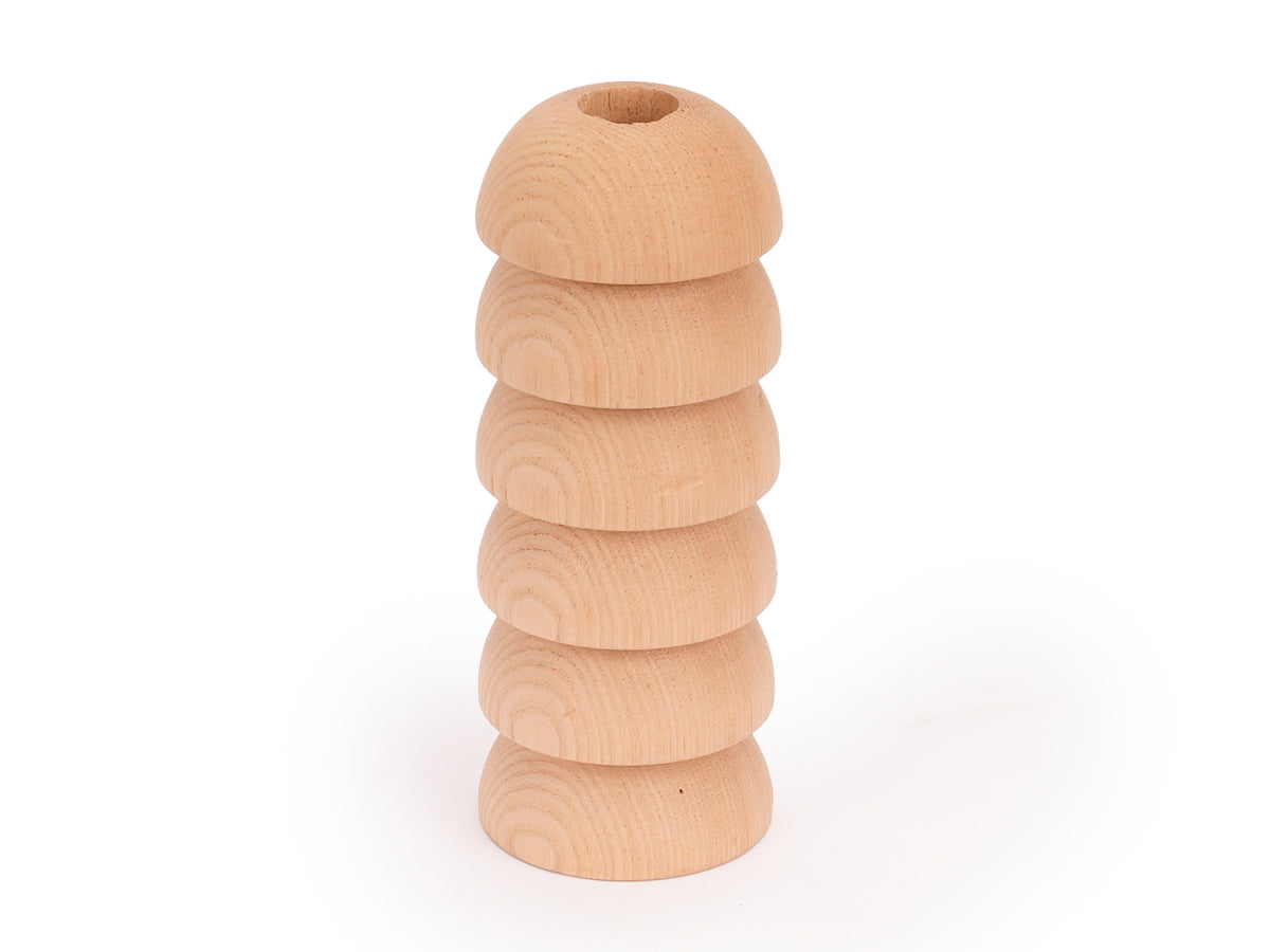 Woodhors Stacked Ring candle holder in natural finish